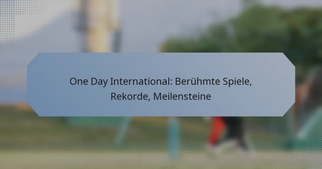 One Day International: Berühmte Spiele, Rekorde, Meilensteine