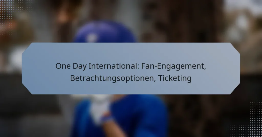 One Day International: Fan-Engagement, Betrachtungsoptionen, Ticketing