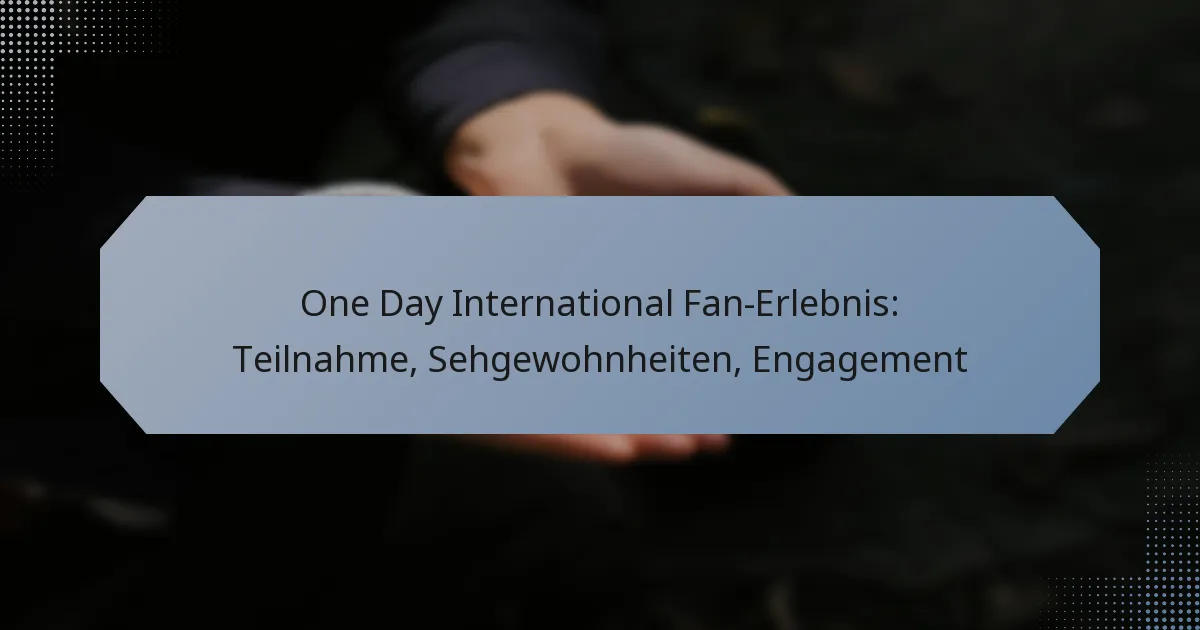 One Day International Fan-Erlebnis: Teilnahme, Sehgewohnheiten, Engagement