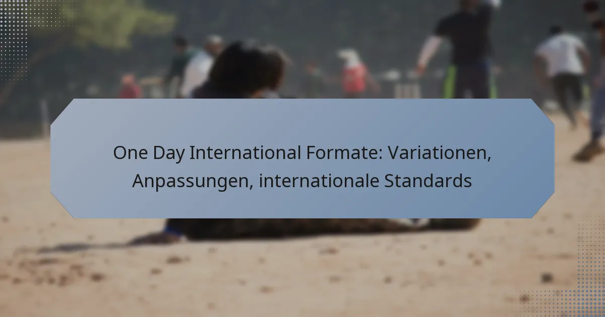 One Day International Formate: Variationen, Anpassungen, internationale Standards
