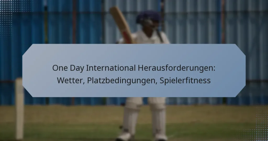 One Day International Herausforderungen: Wetter, Platzbedingungen, Spielerfitness