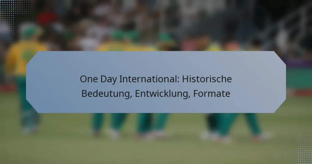 One Day International: Historische Bedeutung, Entwicklung, Formate