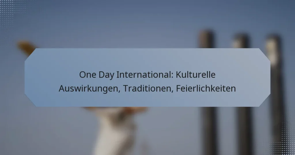 One Day International: Kulturelle Auswirkungen, Traditionen, Feierlichkeiten