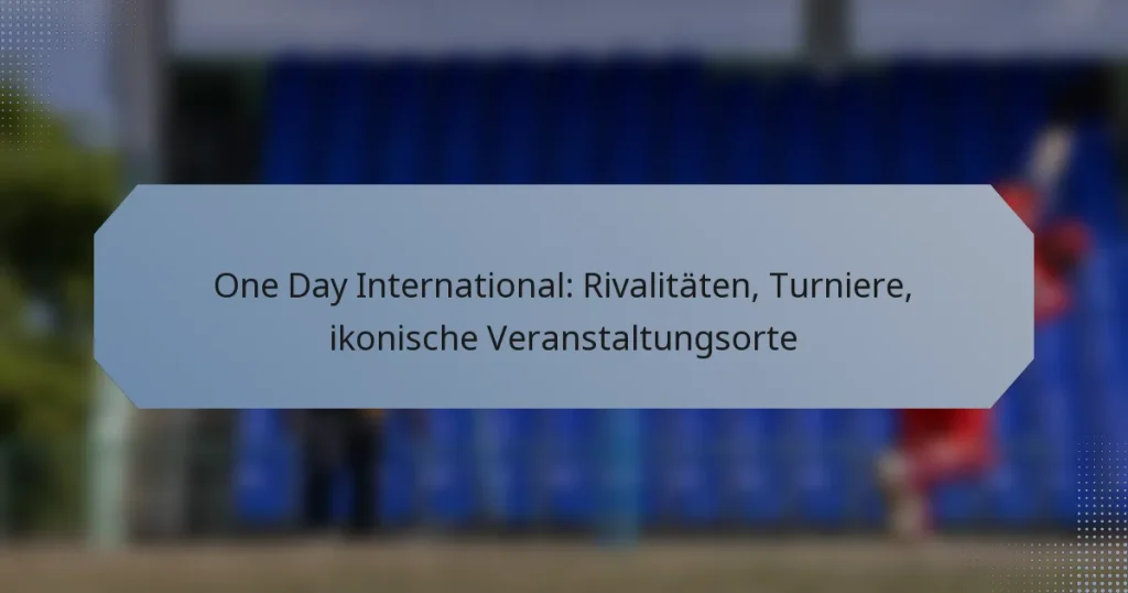 One Day International: Rivalitäten, Turniere, ikonische Veranstaltungsorte