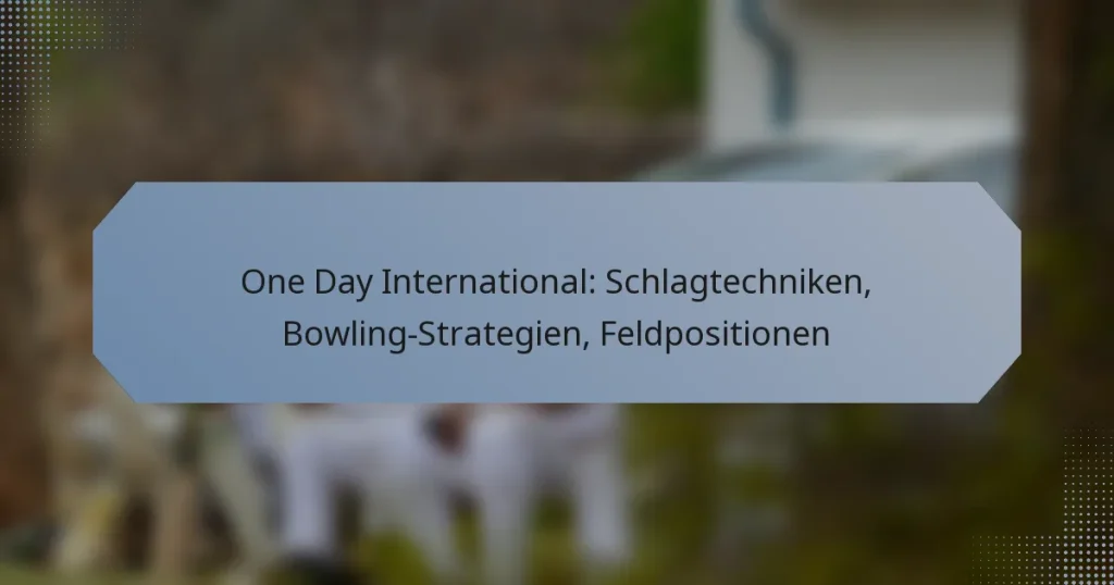 One Day International: Schlagtechniken, Bowling-Strategien, Feldpositionen