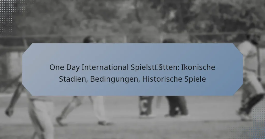 One Day International Spielstätten: Ikonische Stadien, Bedingungen, Historische Spiele