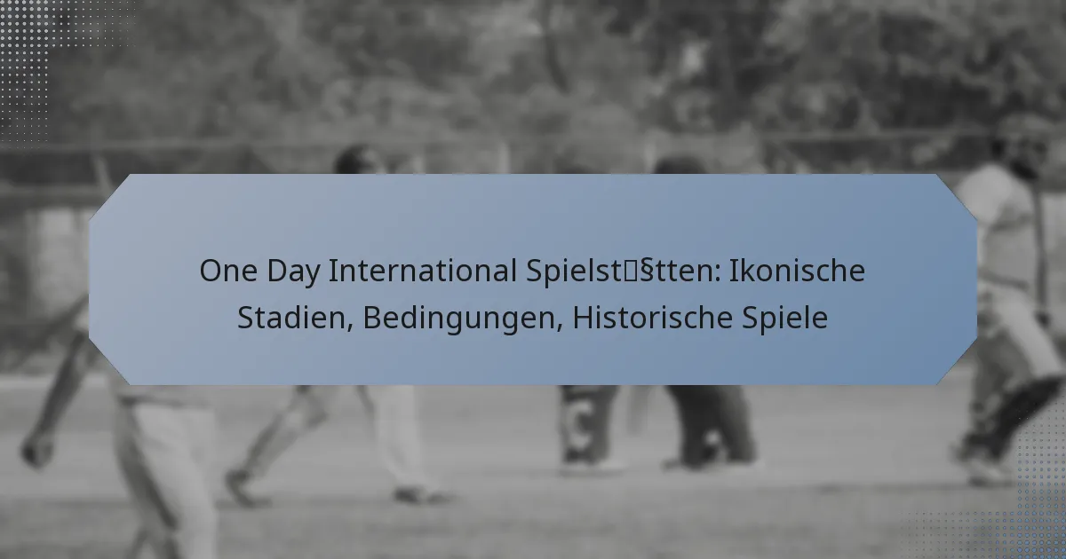 One Day International Spielstätten: Ikonische Stadien, Bedingungen, Historische Spiele