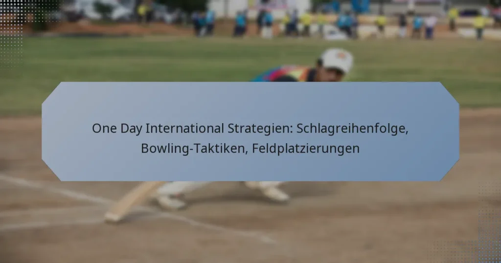 One Day International Strategien: Schlagreihenfolge, Bowling-Taktiken, Feldplatzierungen