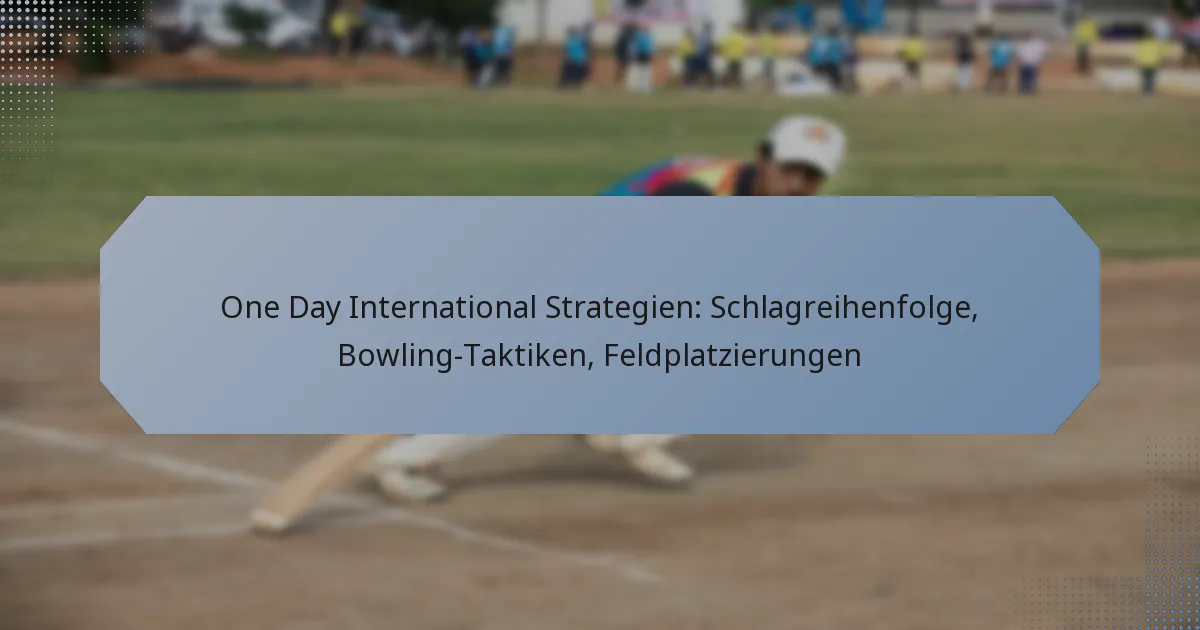 One Day International Strategien: Schlagreihenfolge, Bowling-Taktiken, Feldplatzierungen