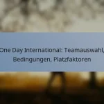 One Day International: Teamauswahl, Bedingungen, Platzfaktoren