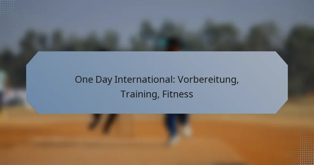 One Day International: Vorbereitung, Training, Fitness