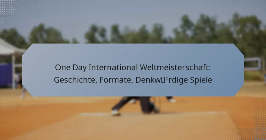One Day International Weltmeisterschaft: Geschichte, Formate, Denkwürdige Spiele
