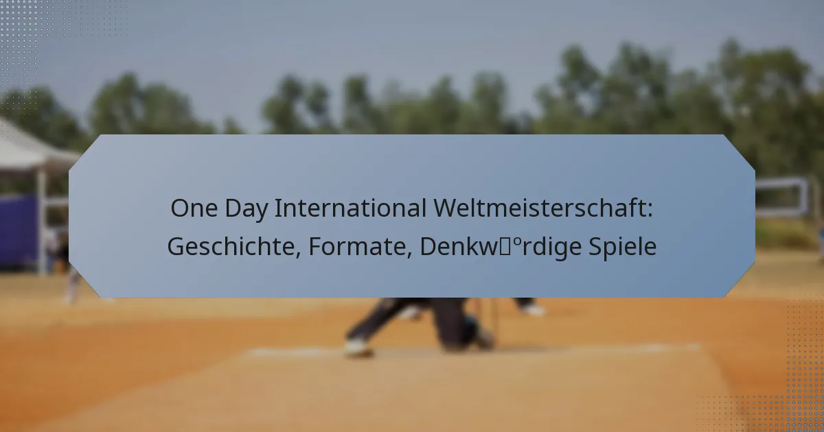 One Day International Weltmeisterschaft: Geschichte, Formate, Denkwürdige Spiele