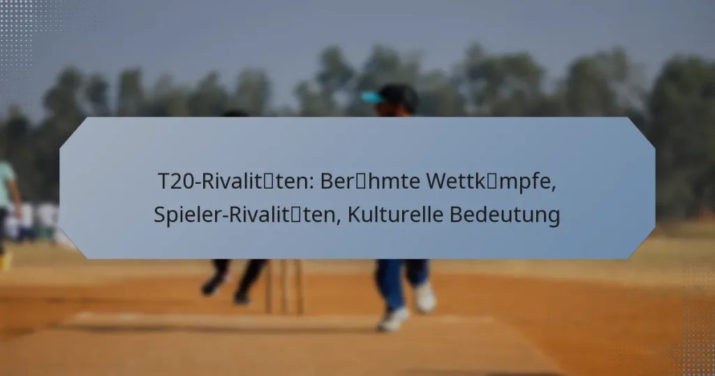 T20-Rivalitäten: Berühmte Wettkämpfe, Spieler-Rivalitäten, Kulturelle Bedeutung