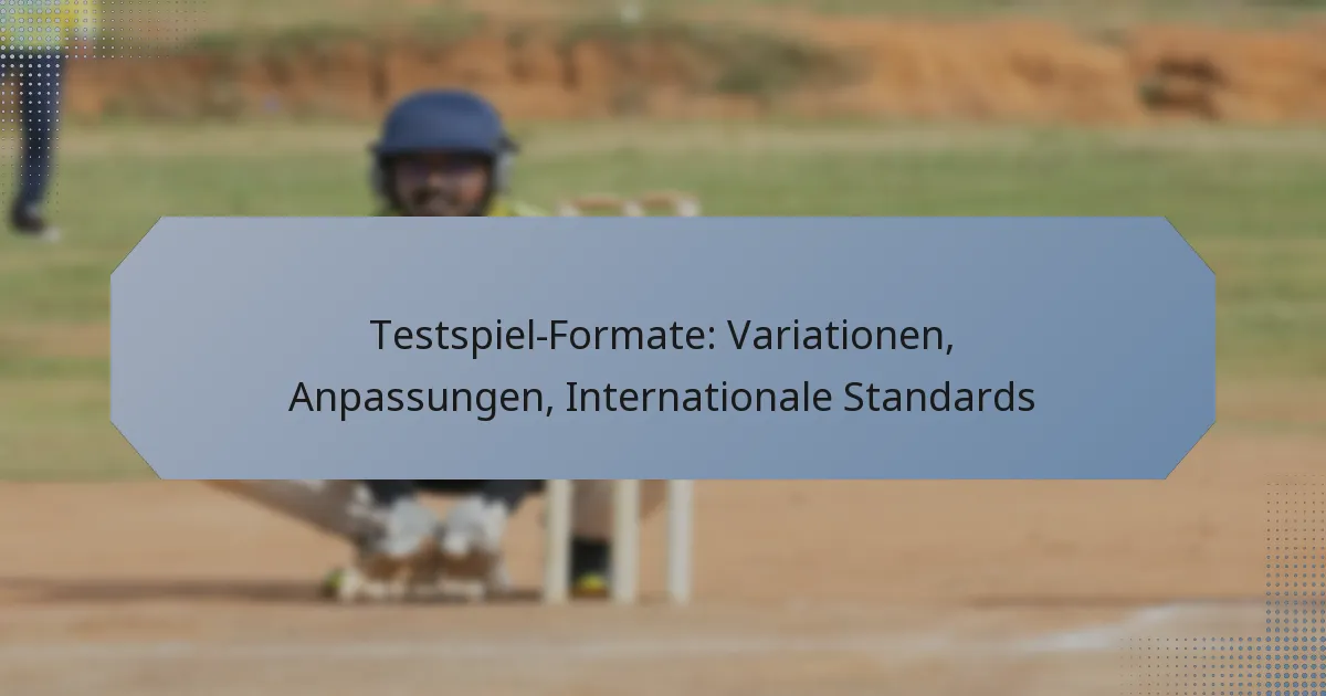 Testspiel-Formate: Variationen, Anpassungen, Internationale Standards