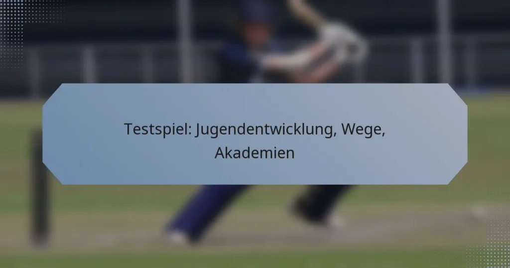 Testspiel: Jugendentwicklung, Wege, Akademien