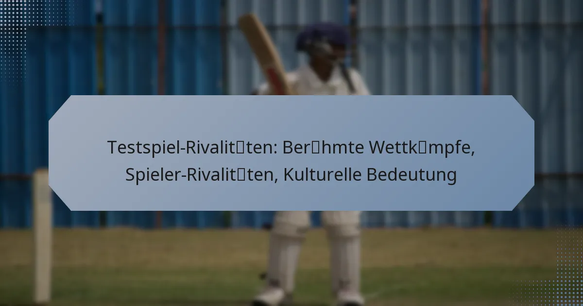 Testspiel-Rivalitäten: Berühmte Wettkämpfe, Spieler-Rivalitäten, Kulturelle Bedeutung