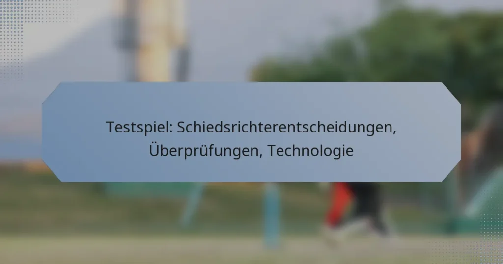 Testspiel: Schiedsrichterentscheidungen, Überprüfungen, Technologie