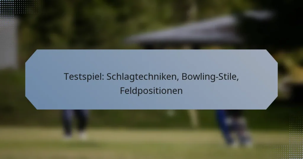 Testspiel: Schlagtechniken, Bowling-Stile, Feldpositionen