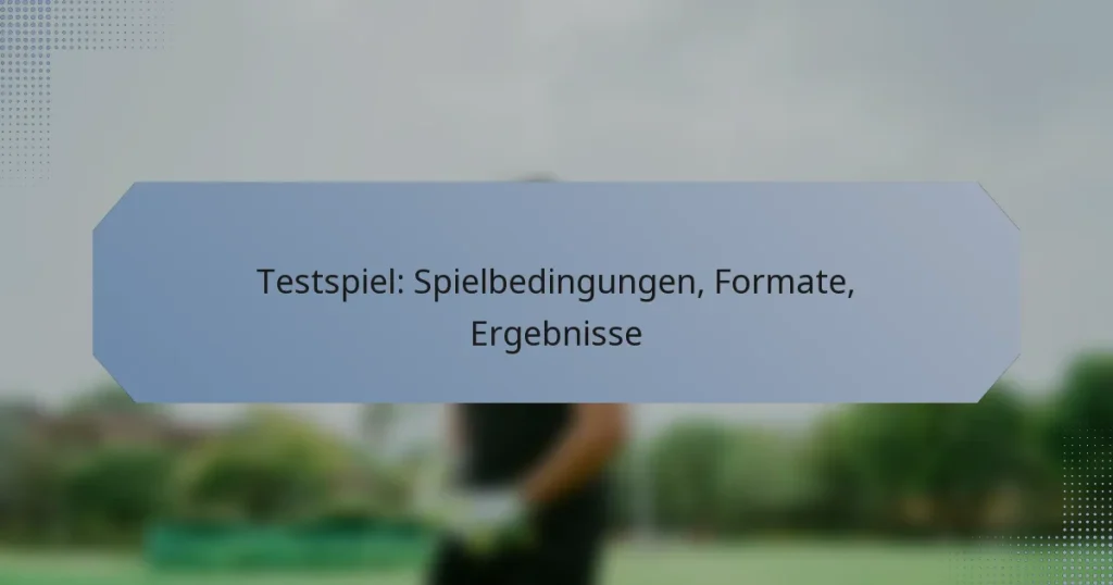 Testspiel: Spielbedingungen, Formate, Ergebnisse