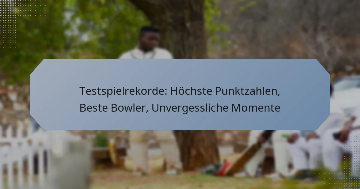Testspielrekorde: Höchste Punktzahlen, Beste Bowler, Unvergessliche Momente