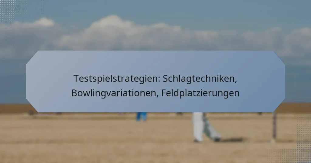 Testspielstrategien: Schlagtechniken, Bowlingvariationen, Feldplatzierungen