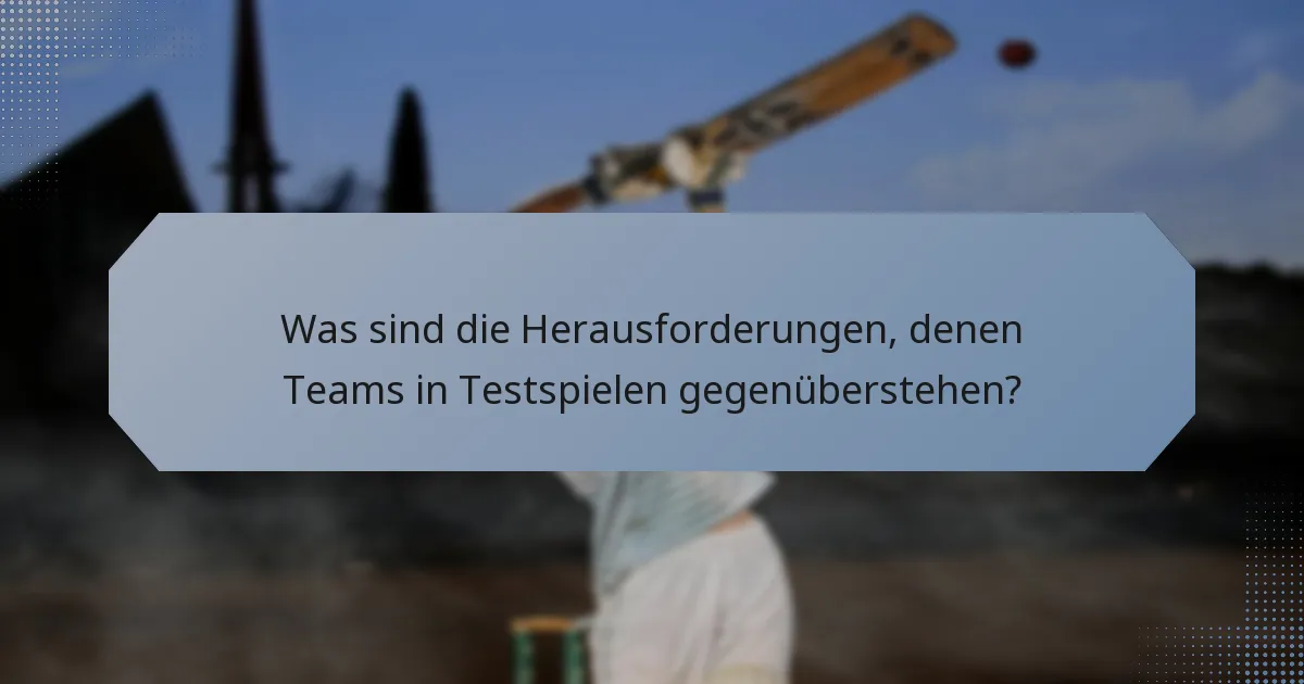 Was sind die Herausforderungen, denen Teams in Testspielen gegenüberstehen?