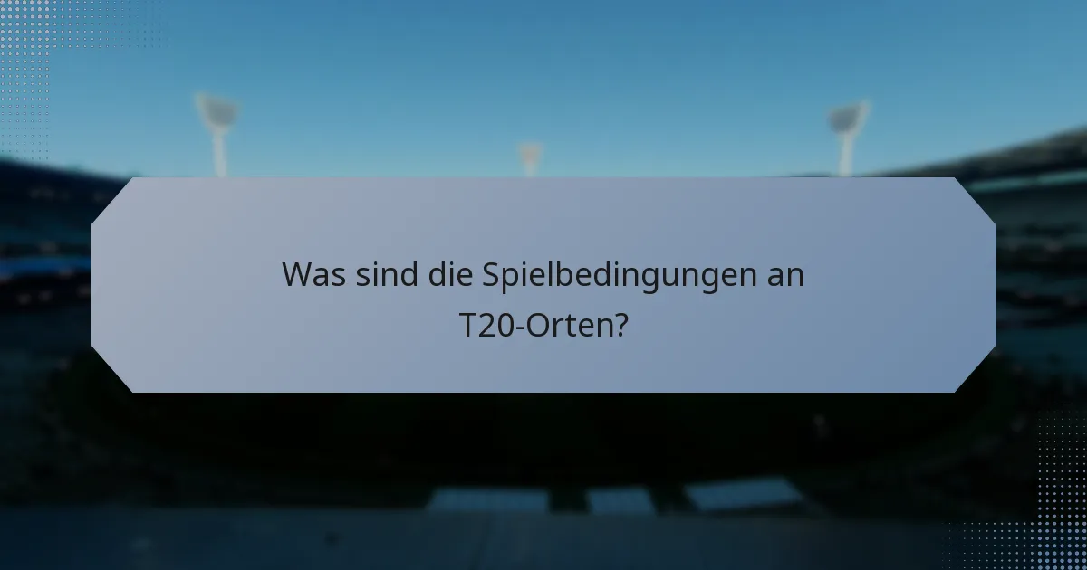 Was sind die Spielbedingungen an T20-Orten?
