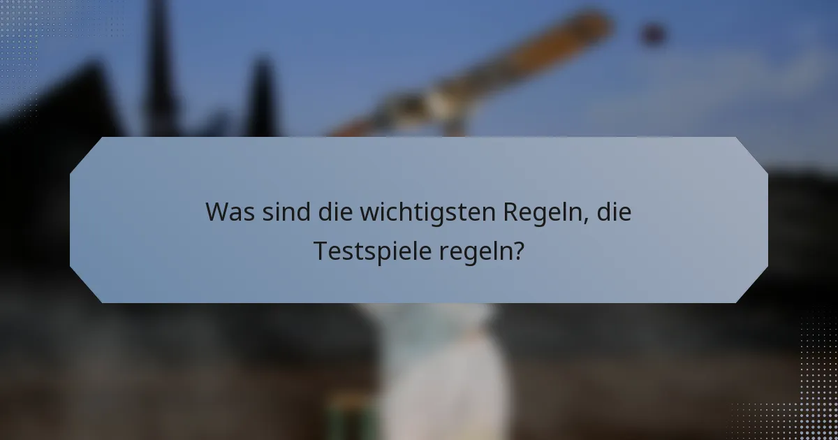 Was sind die wichtigsten Regeln, die Testspiele regeln?