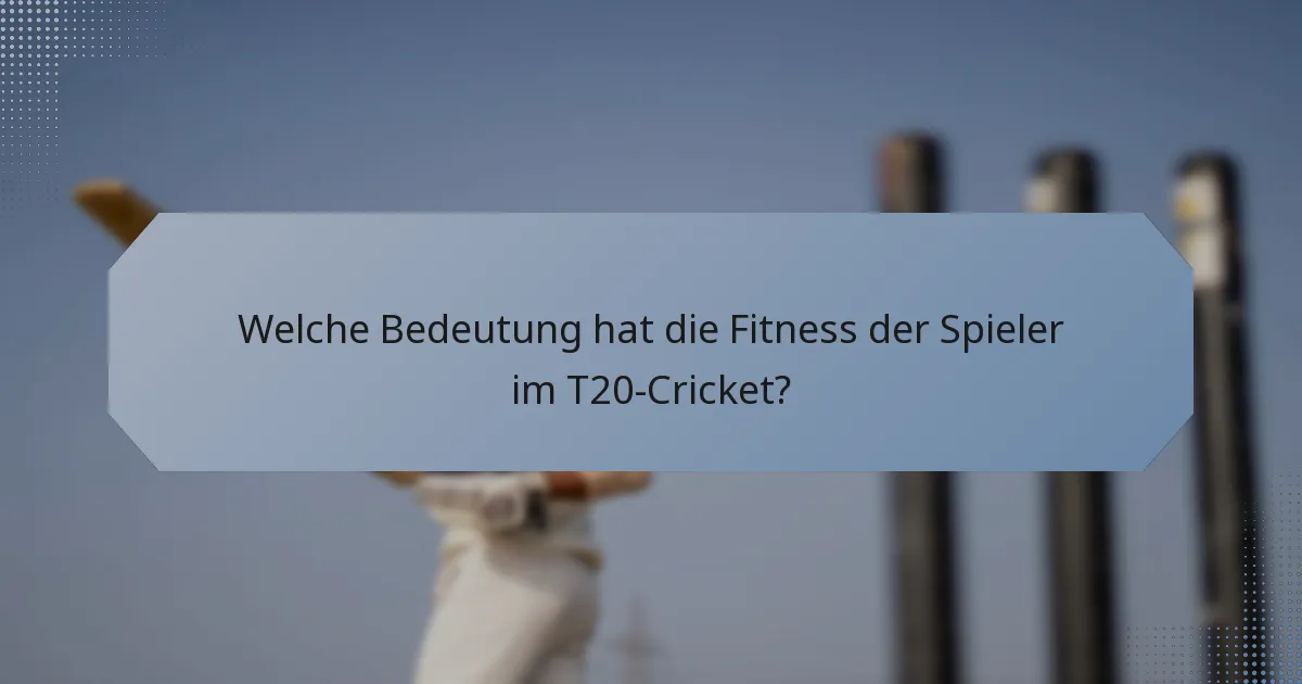 Welche Bedeutung hat die Fitness der Spieler im T20-Cricket?