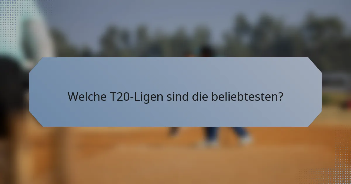 Welche T20-Ligen sind die beliebtesten?