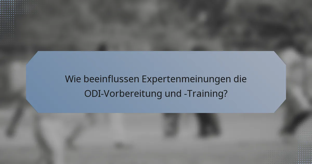 Wie beeinflussen Expertenmeinungen die ODI-Vorbereitung und -Training?