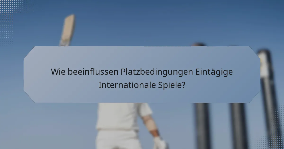 Wie beeinflussen Platzbedingungen Eintägige Internationale Spiele?