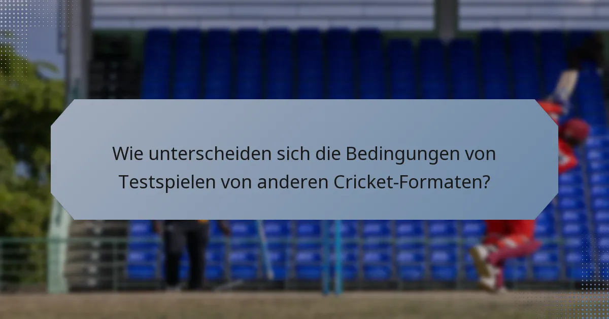 Wie unterscheiden sich die Bedingungen von Testspielen von anderen Cricket-Formaten?