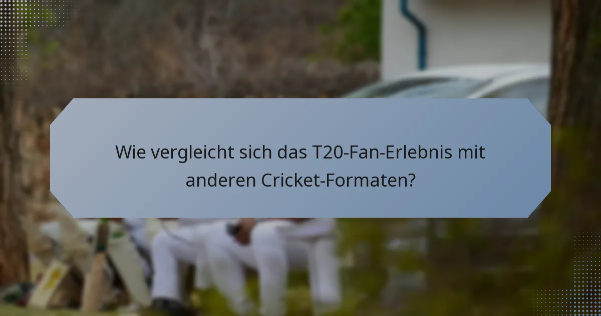 Wie vergleicht sich das T20-Fan-Erlebnis mit anderen Cricket-Formaten?